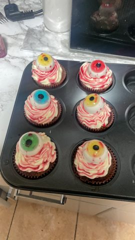 Party cupcakes on a tray